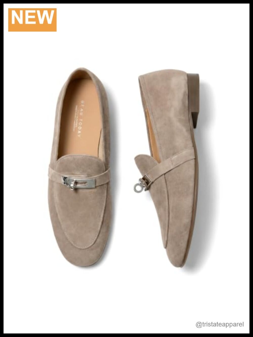 Suede Penny Loafers Square Toe Slip On Low Heel Flats